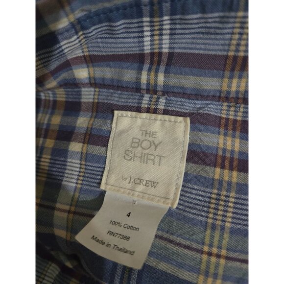 J Crew Women The Boy Shirt Plaid Long Sleeve Button Front Top Size 4 Fall Casual - Picture 5 of 9